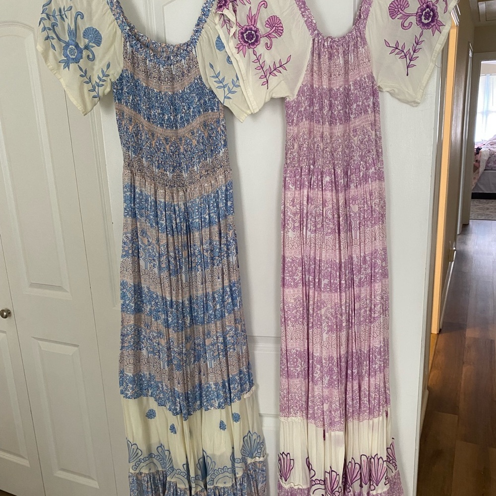 Fillyboo Blue and Purple Floral Maxi Dresses